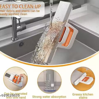 Mini Foldable Desktop Mop, Portable Cleaning Sponge, White, One-Hand Squeeze Handle, Replaceable Head, Wet/Dry Use for Bathroom Kitchen Glass Detail