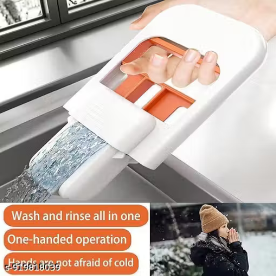 Mini Foldable Desktop Mop, Portable Cleaning Sponge, White, One-Hand Squeeze Handle, Replaceable Head, Wet/Dry Use for Bathroom Kitchen Glass alternate