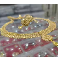 New One Gram Gold Polish Traditional Necklace Set with Matching Earrings | Designer Floral Pendant Gold Plated Jewelry Set for Women & Girls | Lightweight Wedding & Festive Wear Detail