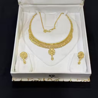 New One Gram Gold Polish Traditional Necklace Set with Matching Earrings | Designer Floral Pendant Gold Plated Jewelry Set for Women & Girls | Lightweight Wedding & Festive Wear Detail